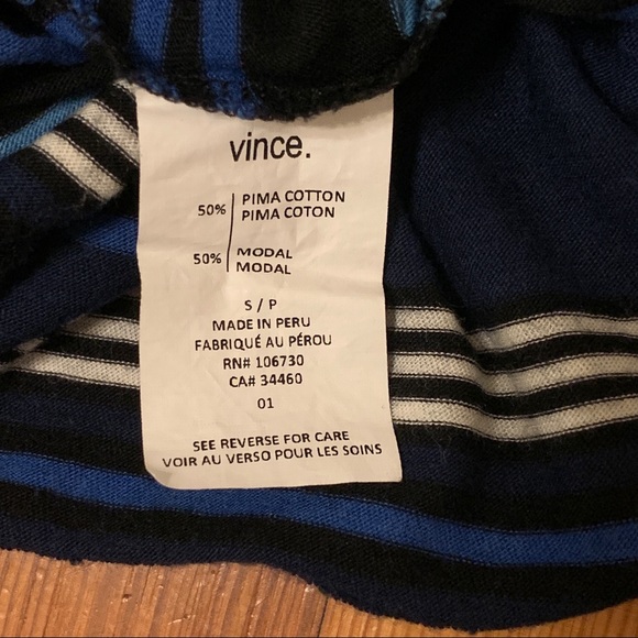 Vince Mixed Stripe Pima Cotton Blend Tee - Picture 7 of 7